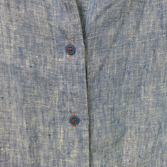 Soft Surroundings 100% Linen Blue Button Down Long Sleeve Shirt Dress Large - Picture 6 of 9